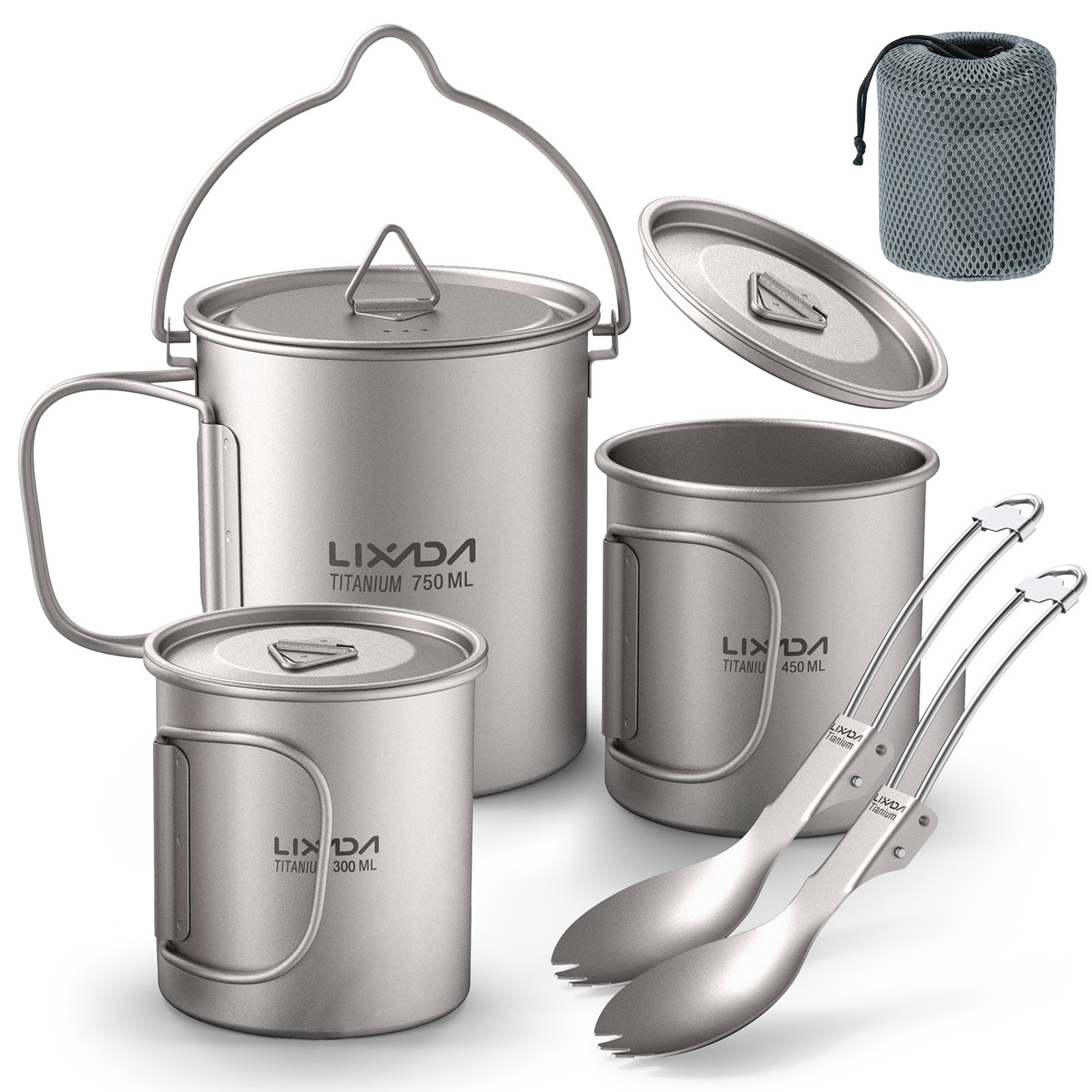 Camping Cooking Cup - Ultralichte 300ml/750ml titanium pot, draagbare Ti