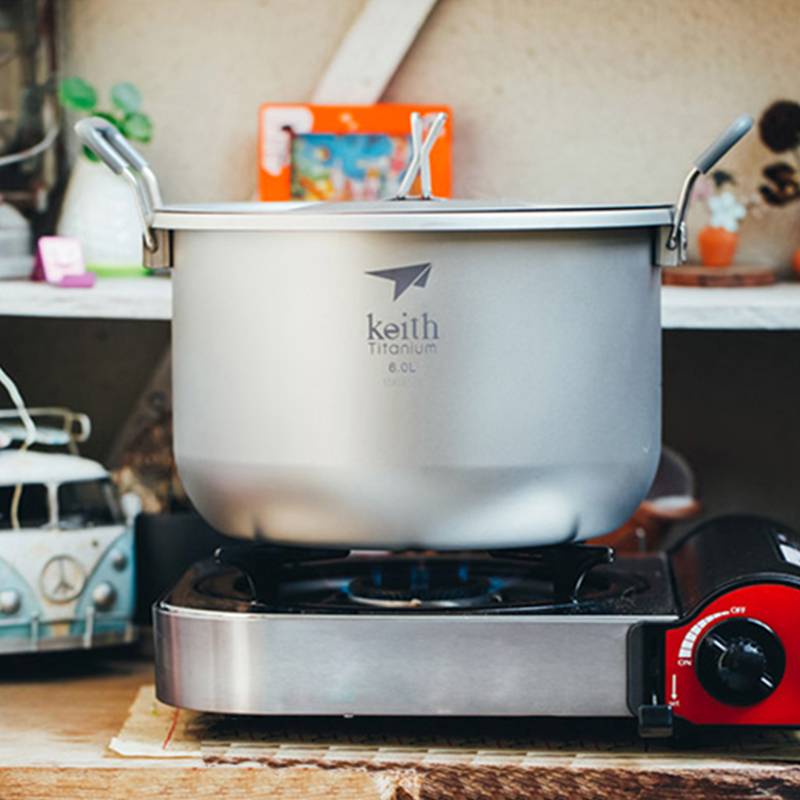 Camping Cooking Rice - Keith-Camping kookset, titanium kookgerei soeppan 6L,