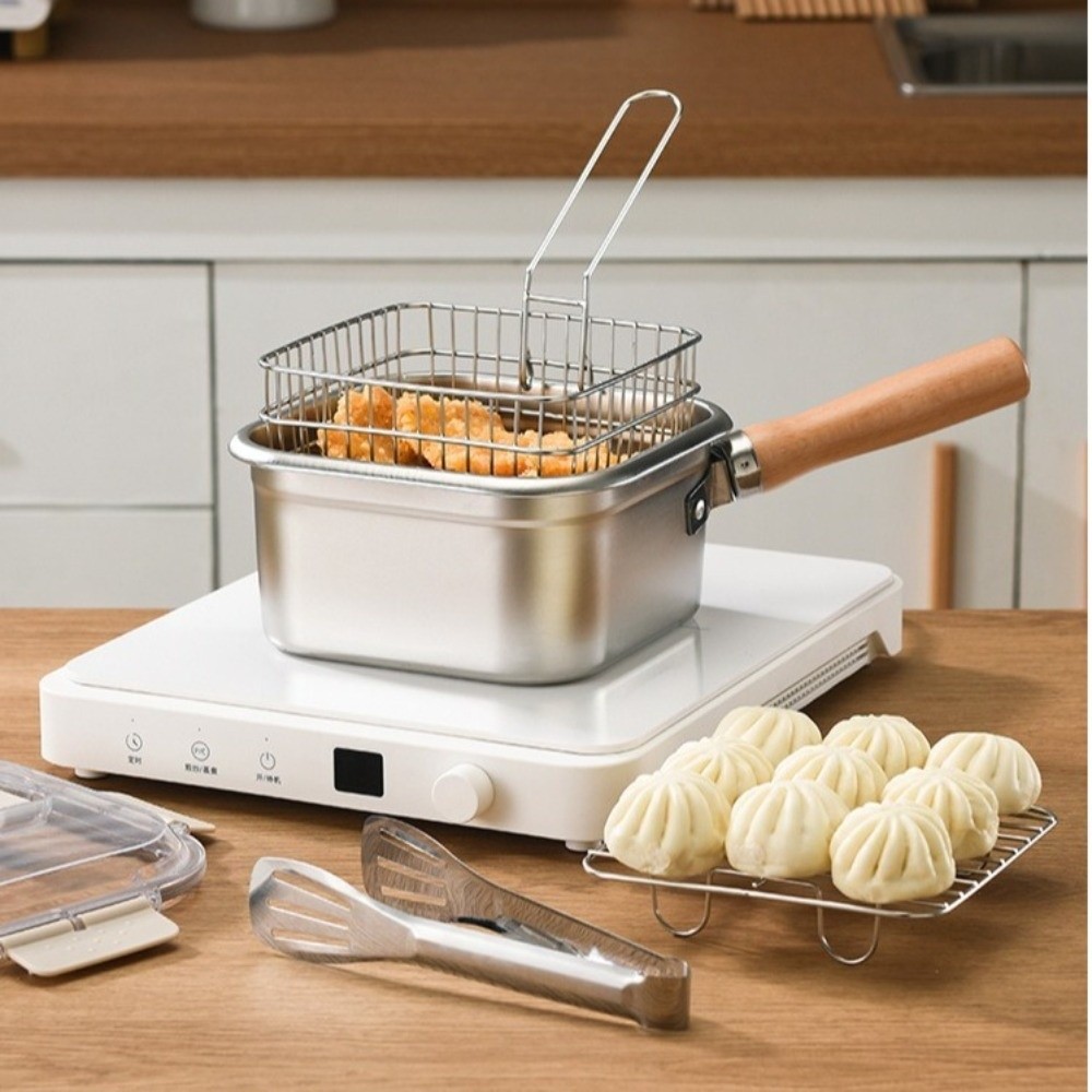 Camping Cooking Rice - Draagbare roestvrijstalen koekenpan vierkante vorm antiaanbaklaag