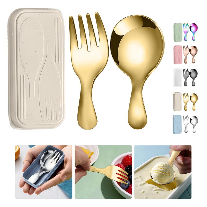 Camping Hiking Cooking - Roestvrijstalen serviesset Lepel Vork 2 stuks