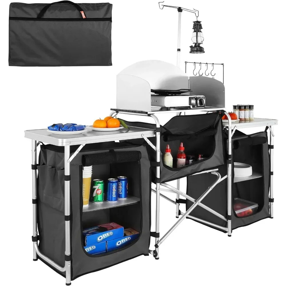 Camping Cooking Cupboard - Een campingkeukentafel, opvouwbare buitenkooktafel met opbergtas,