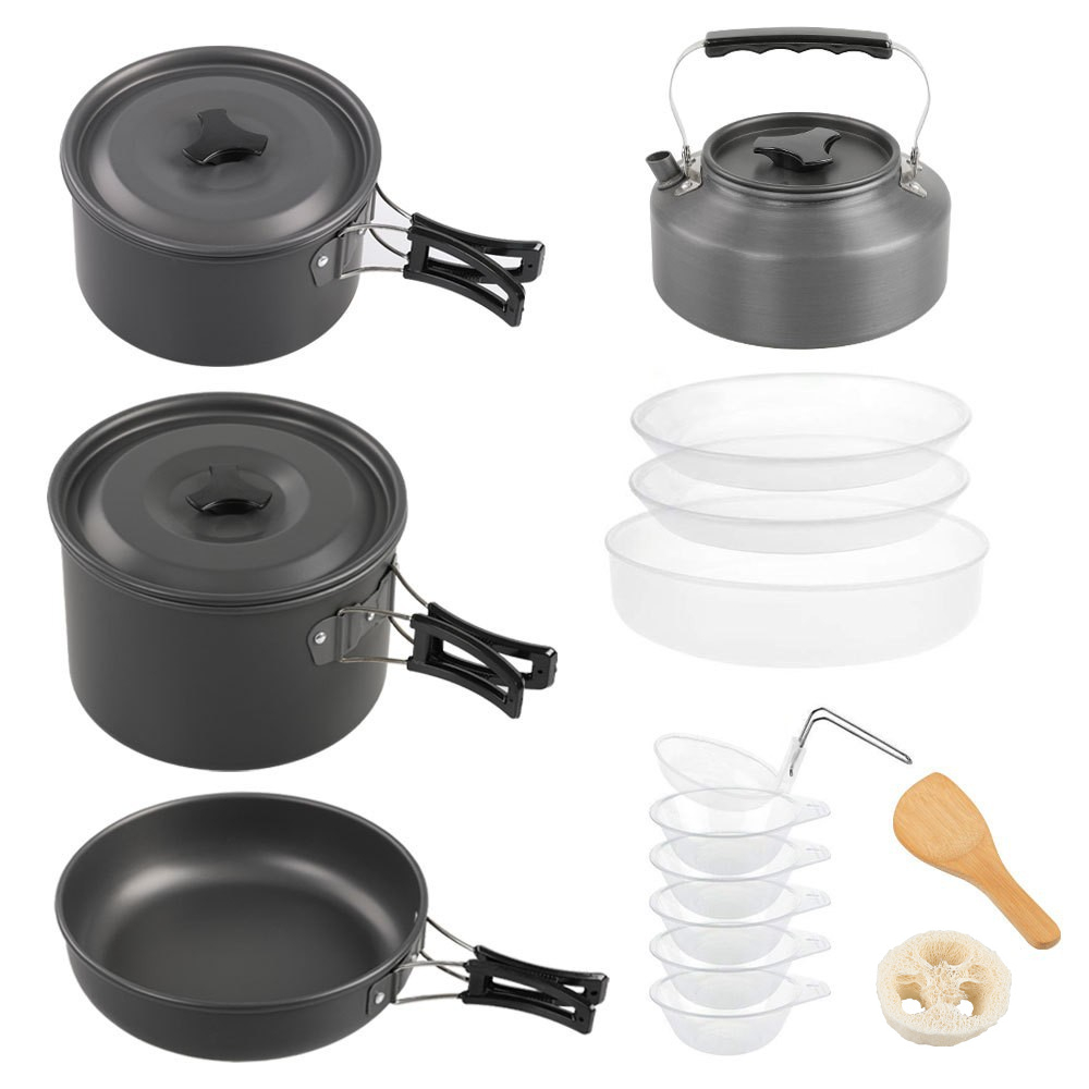 Nesting Camping Cooking Set - Grote kookset voor buiten, 2-4 persoons