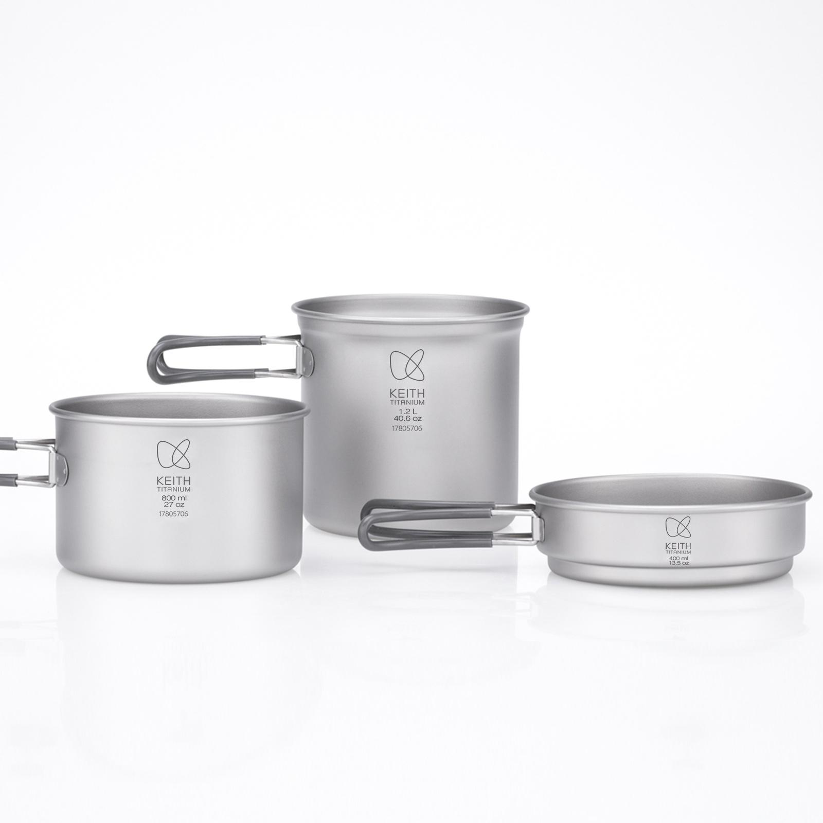 Nesting Camping Cooking Set - Keith 3-delige titanium kookset, in elkaar