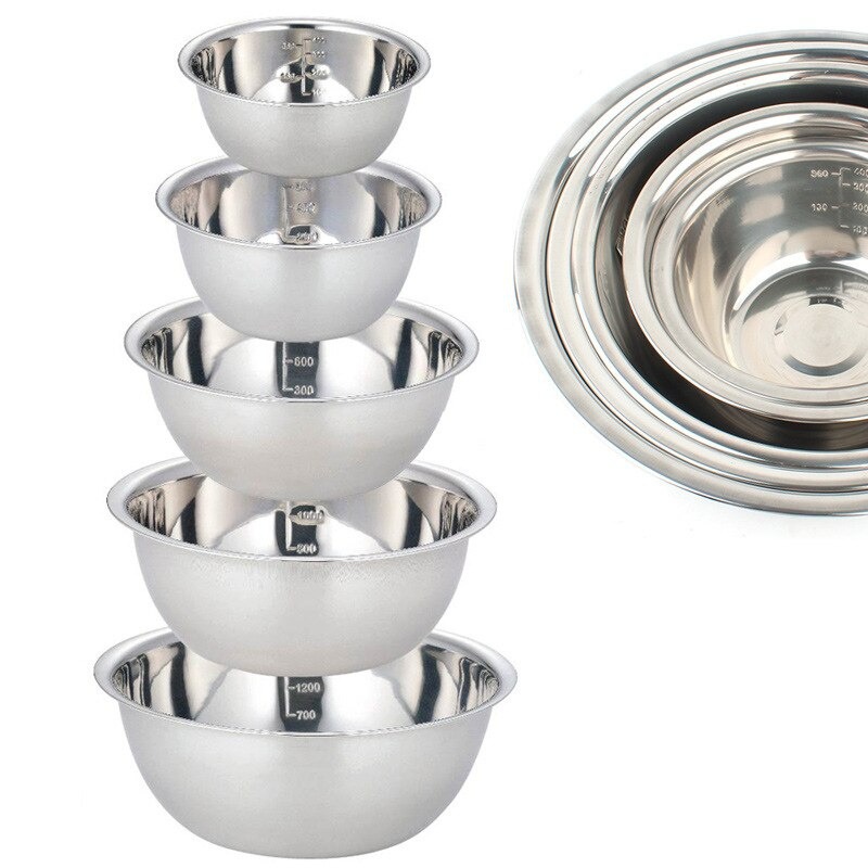 Nesting Camping Cooking Set - 5 stks/set Roestvrijstalen Mengkommen Nestbare Stapelbare