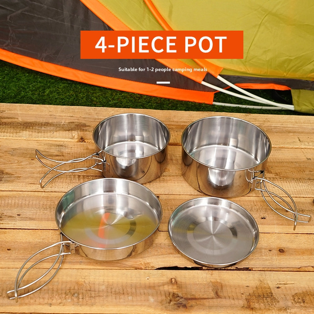 4-delige roestvrijstalen kooks - Nesting Camping Cooking Set recensie en prijs
