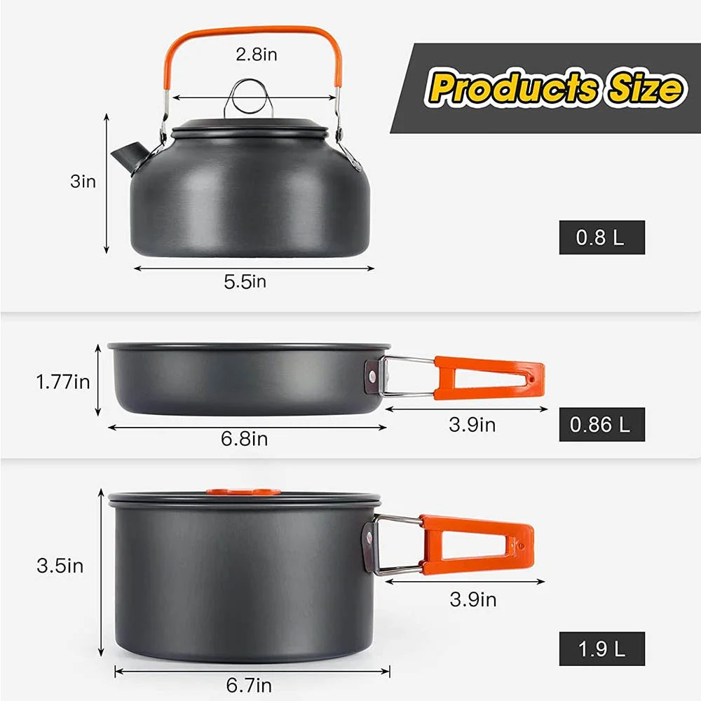 Kookset voor buiten kamperen,  - Nesting Camping Cooking Set recensie en prijs