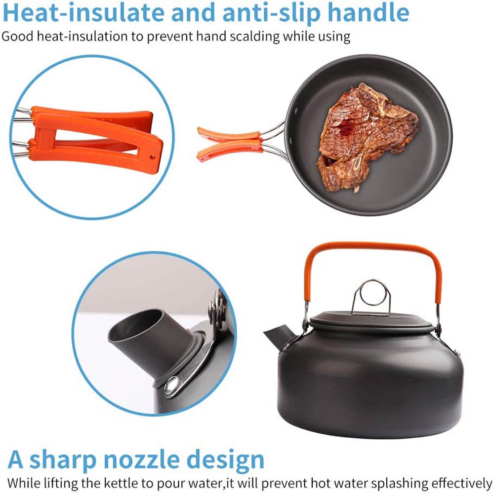 Kookset voor buiten kamperen,  - Nesting Camping Cooking Set recensie en prijs
