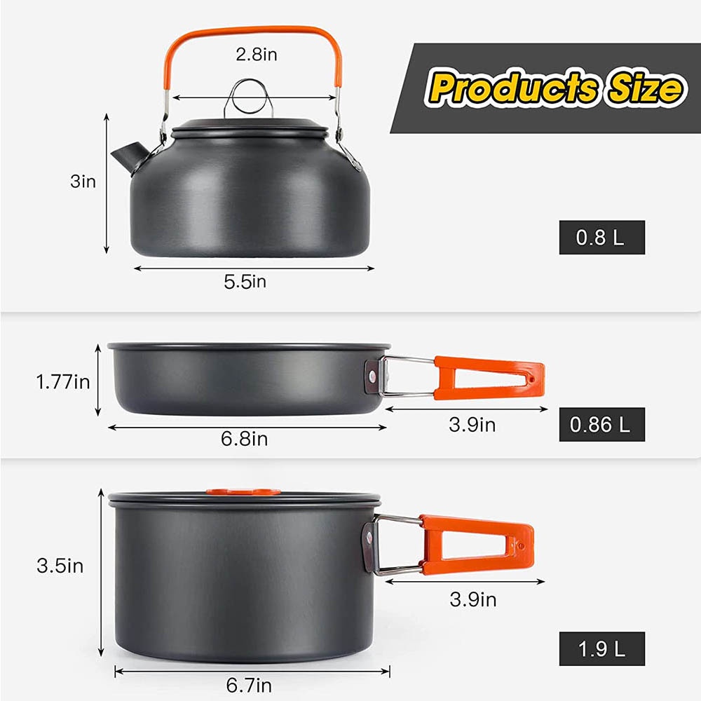 Kookset voor buiten kamperen,  - Nesting Camping Cooking Set recensie en prijs