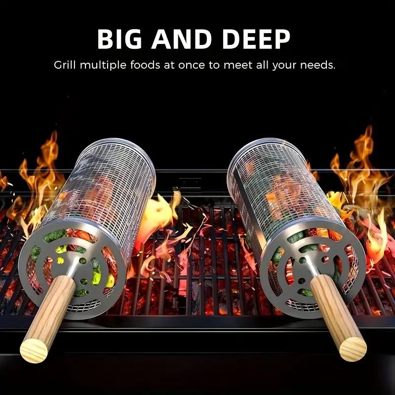 RVS BBQ Grillmand, Ronde Rolba - Camping Cooking Device recensie en prijs