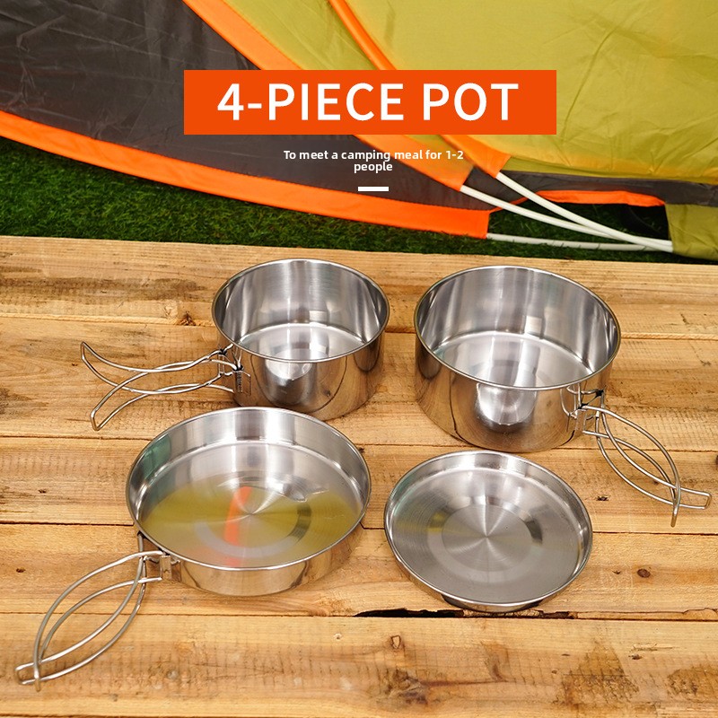 CLS 4-delige roestvrijstalen c - Nesting Camping Cooking Set recensie en prijs