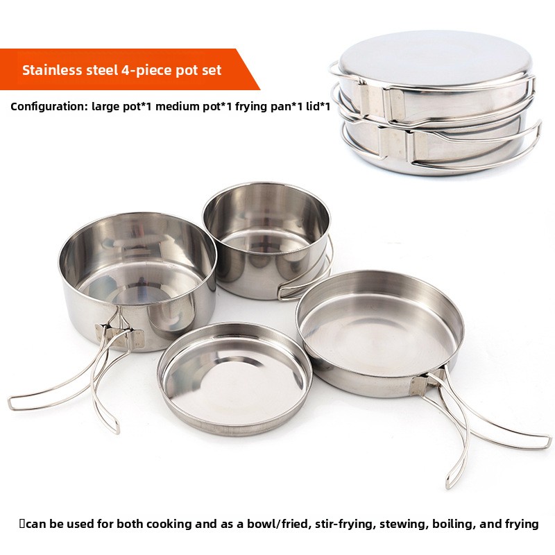 CLS 4-delige roestvrijstalen c - Nesting Camping Cooking Set recensie en prijs