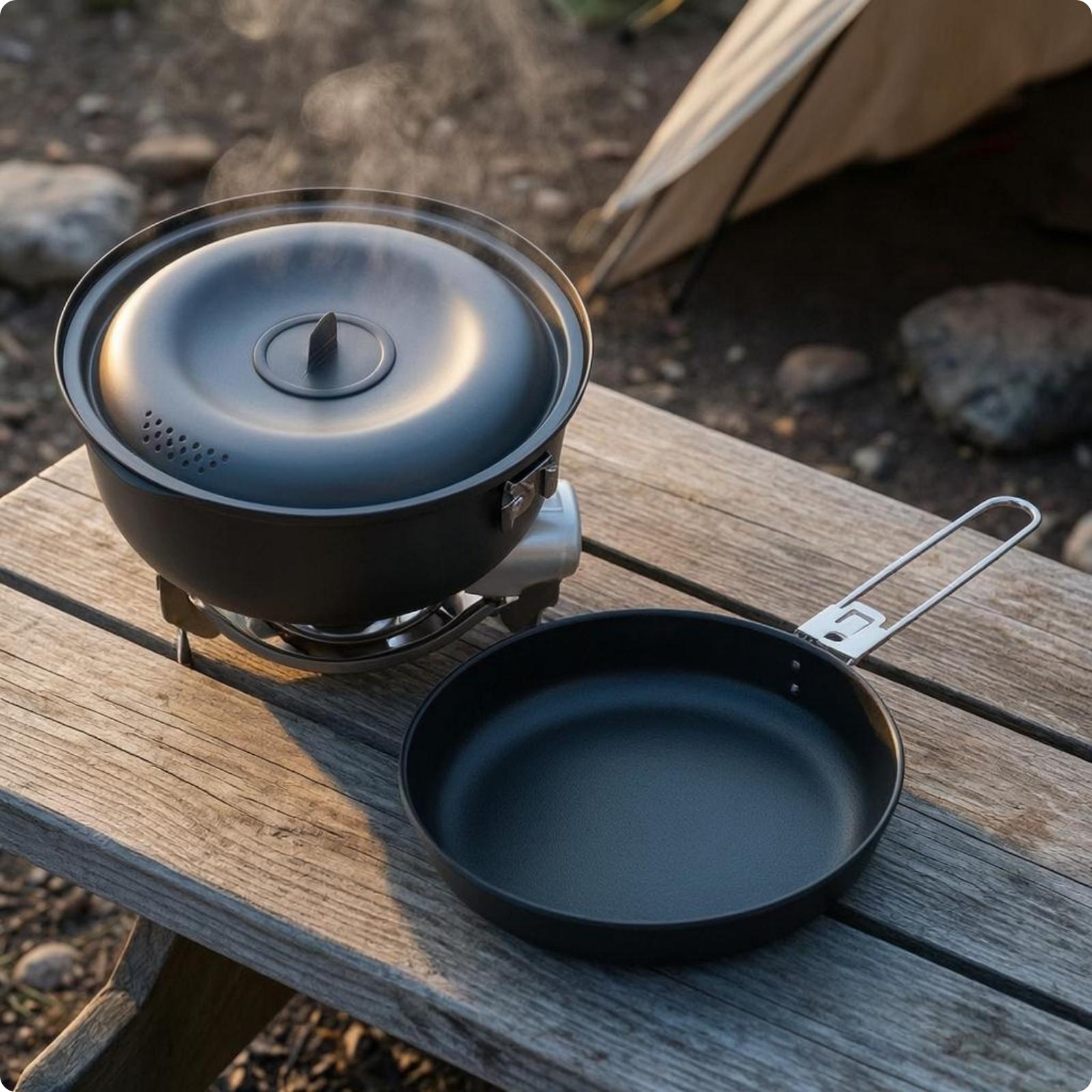 Outdoor kookgerei Anti-aanbak  - Nesting Camping Cooking Set recensie en prijs