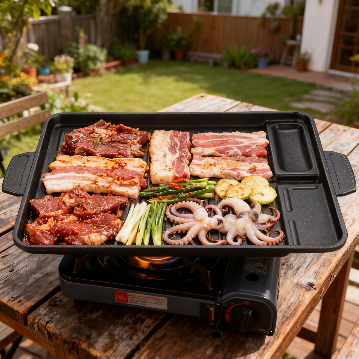 Koreaanse grillplaat van alumi - Camping Cooking Cupboard recensie en prijs