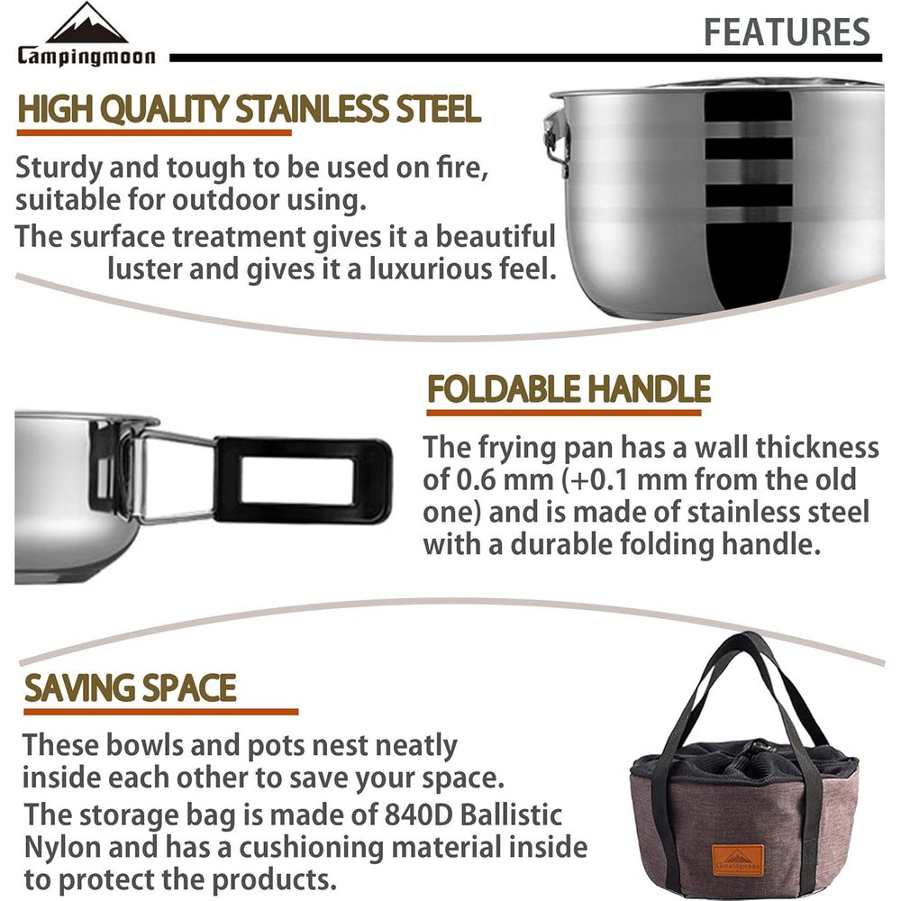 Camping kookgerei set roestvri - Nesting Camping Cooking Set recensie en prijs